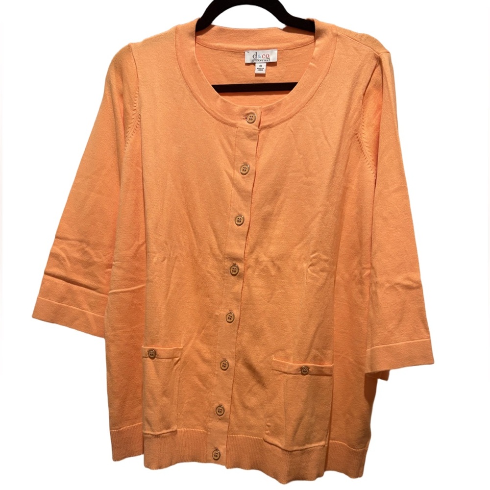 Cotton/Nylon NIP Orange Cardigan With Pockets